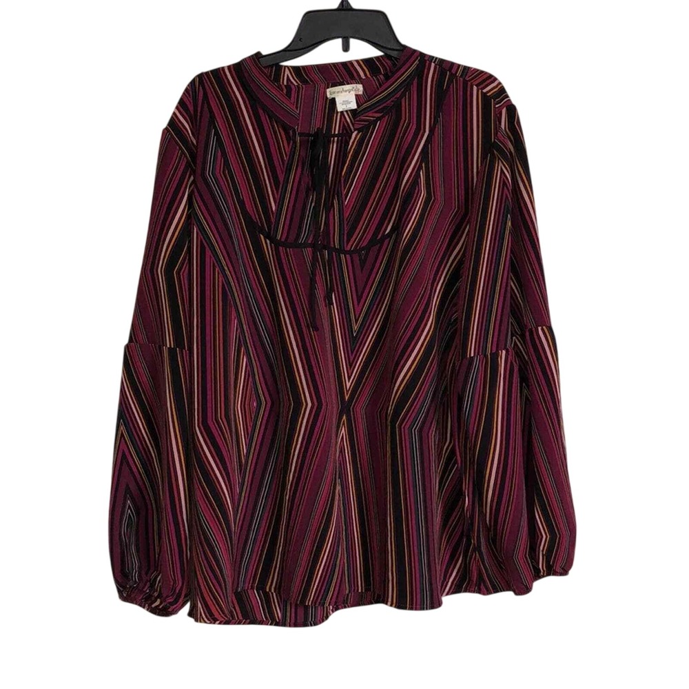 Love on a Hanger peasant style striped chevron blouse plus size 2